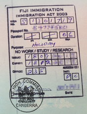 Fiji visa issued to a Vietnamese national in Australia Fiji Visa.png