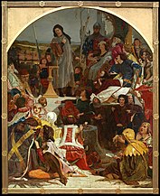 Chaucer at the Court of Edward III, oil on canvas painting by Ford Madox Brown, 1847–1851, Art Gallery of New South Wales