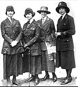 Four members of the American Women Overseas League, Mrs. Douglas Brookman, Mrs Sarah Young, Miss Marion Crocker, Mrs Eugene K. Sturgis