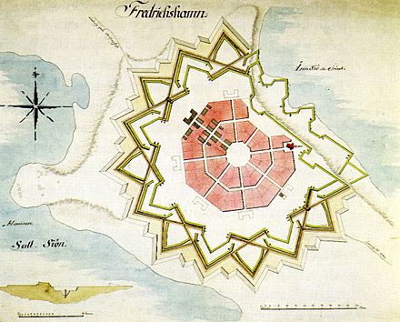 18th century map of what is today Hamina's downtown