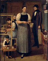 Straw weaving family in a farmhouse, oil on canvas, 1840 Freiamter Strohflechterfamilie um 1840.jpg