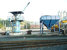 Blick auf die Lokbekohlungsanlagen des Bahnhofes Freital-Hainsberg