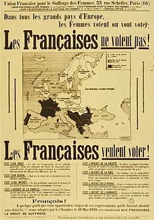 French pro-suffrage poster, 1934 French pro women's suffrage poster 1934.jpg