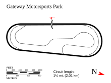 The layout of Gateway Motorsports Park, the venue where the race was held. Gateway Motorsports Park diagram.svg