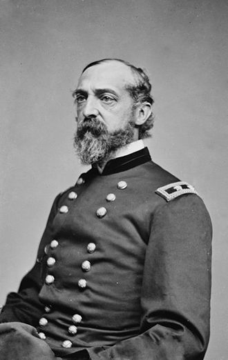 US General George G. Meade (undated) used Prospect Hall as headquarters en route to Gettysburg (1863) George Meade - Brady-Handy.jpg