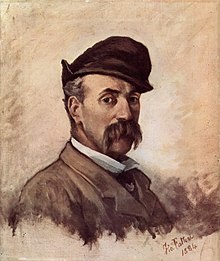 Giovanni Fattori, Autoritratto (1884); olio su tela, 58×49 cm, Galleria d'Arte Moderna, Firenze. In basso a destra la firma: Giov Fattori // 1884.