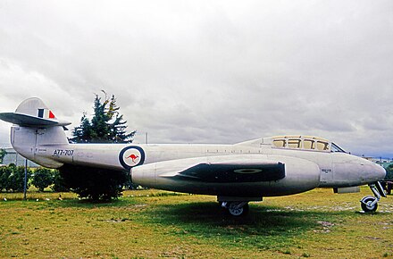 Gloster Meteor T.7 trainer of No. 23 Squadron preserved after retirement from service in 1960. Gloster Meteor T.7 A77-707 MBN Msm 30.01.71 edited-2.jpg