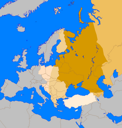 Mapa de las posiciones de Europa Oriental en Europa