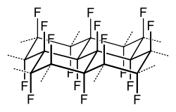 C6F6 elements in chair conformation, each with axially positioned fluorine atoms