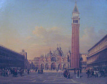 Der Markusplatz in Venedig mit österreichischem Militär, um 1860 (HGM).