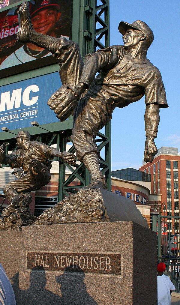 A statue of Newhouser in Comerica Park