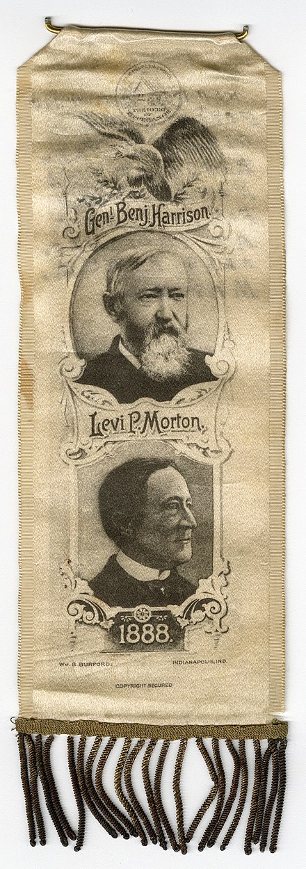 Harrison and Morton political ribbon 1888