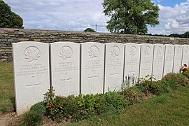 Tombes de soldats canadiens tombés les 27, 28 et 29 septembre 1918.