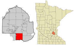 Location of Eden Prairie within Hennepin County, Minnesota