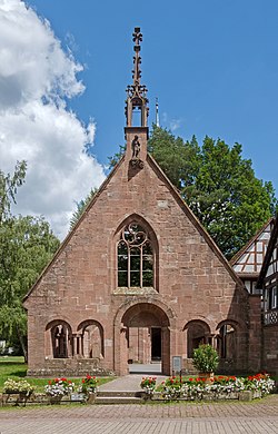 Herrenalb Abbey: teras pintu masuk dari reruntuhan biara gereja, ca 1900