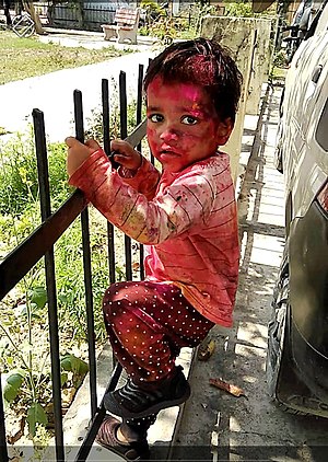 A little kid after Holi celebrating (Haridwar)