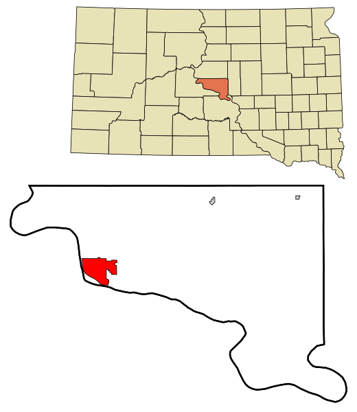 صورة:Hughes County South Dakota Incorporated and Unincorporated areas Pierre Highlighted.svg