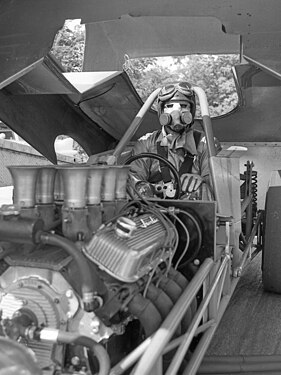 In the Dragster, getting ready for start, Kaukana, Wisconsin, 1970