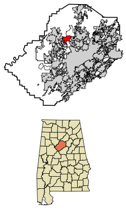 Location of Brookside in Jefferson County, Alabama.