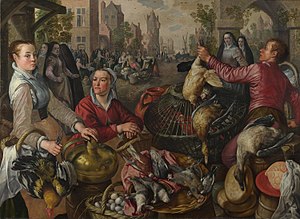 The Four Elements: Air. A Poultry Market with the Prodigal Son in the Background