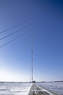 KVLY-TV mast Tall television-transmitting mast in Blanchard, Traill County, North Dakota, United States