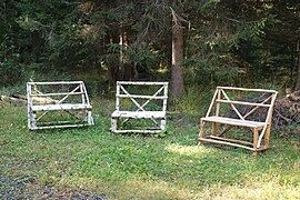 Benches made of birch or spruce wood