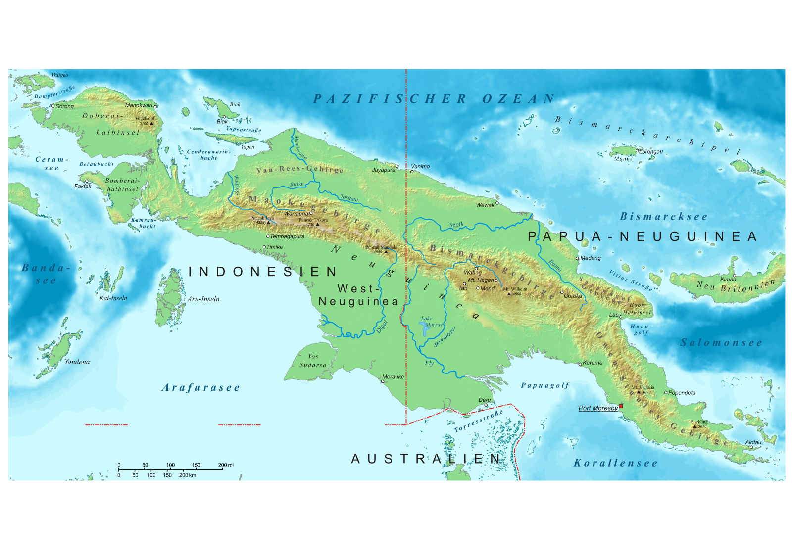 Остров новая гвинея на карте океанов. Карта острова новая Гвинея географическая. Остров новая Гвинея на контурной карте. Новая Гвинея на атласе.