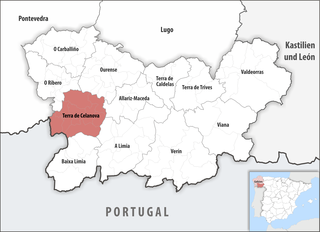 Die Lage der Comarca Terra de Celanova in der Provinz Ourense