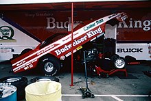 Bernstein's 1987 Funny Car, which had just set the record for the first elapsed time below 5.4 seconds KennyBernstein1987FunnyCar.jpg