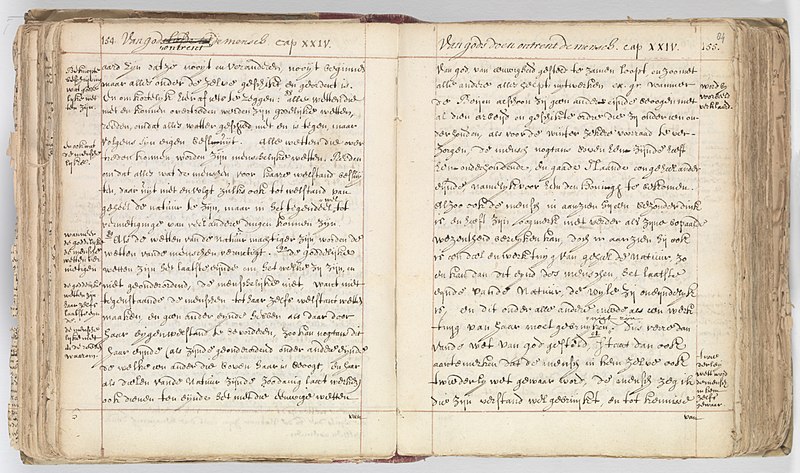 File:Korte verhandeling van God, de mensch, en deszelvs welstand - KB 75 G15 - folios 083v (left) and 084r (right).jpg
