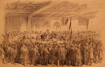 Lajos Kossuth's reception among businessmen industrialists and bankers in the Guildhall above the Bargate