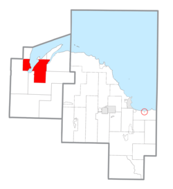 Locations within Baraga County (left) and Marquette County (right)