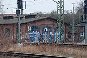 ehemalige Schuppen der Eutin-Lübecker-Eisenbahn im Bw Lübeck, Tore auf der Nordseite