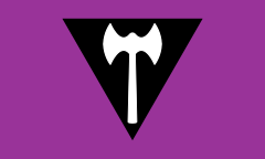 Labrys lesbian flag created in 1999 by Sean Campbell[20]