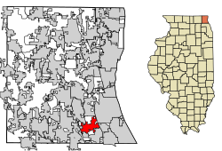 Location of Lincolnshire in Lake County, Illinois.