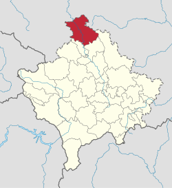萊波薩維奇市鎮在科索沃的位置