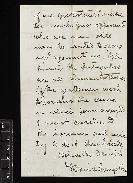 File:Letter from David Livingstone 1841 to 1865 Wellcome L0037552.jpg