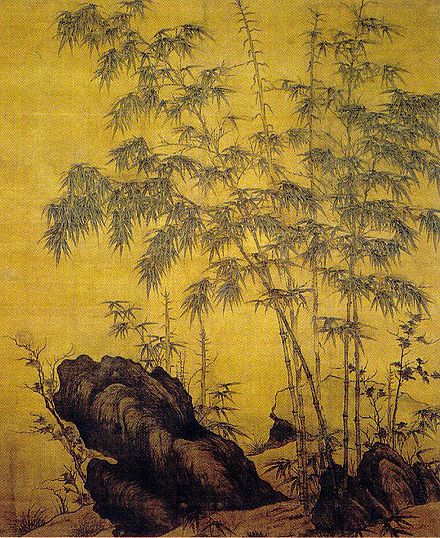 Bamboo and rocks by Li Kan (1244–1320); using evidence of fossilized bamboo found in a dry northern climate zone, Shen Kuo hypothesized that climates naturally shifted geographically over time.