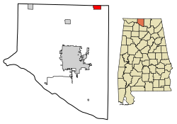 Location of Ardmore in Limestone County, Alabama.