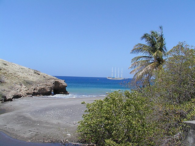 Coastline at Little Bay, the site of the new capital of Montserrat replacing Plymouth. The project is funded by the UK's Foreign, Commonwealth and Dev