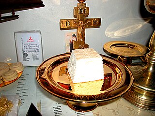 Lamb (liturgy) the square portion of bread cut from the prosphora in the Liturgy of Preparation at the Divine Liturgy in the Orthodox Church and in the Eastern Rites of the Catholic Church