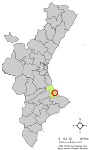 Localização do município de Palmera na Comunidade Valenciana