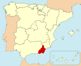 Ligging van Almería in Spanje