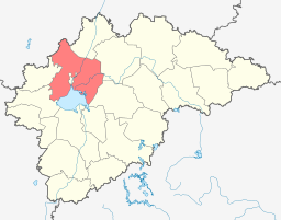 La distrikto de Novgorodo sur la mapo de la Novgoroda provinco