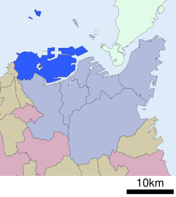 Vị trí quận Wakamatsu trên bản đồ thành phố Kitakyūshū