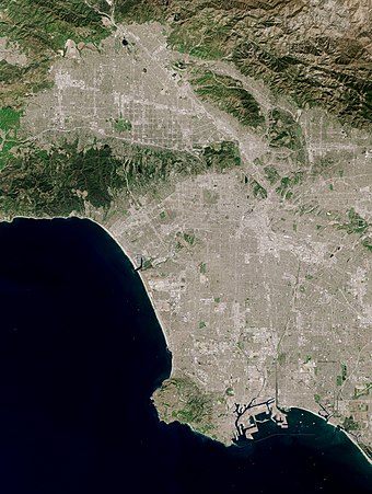 Satellite photo showing the city of Los Angeles