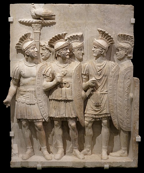 Roman relief fragment depicting the Praetorian Guard, c. 50 AD