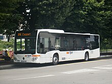 Bus TPN de la ligne 814 à l'ancienne gare de Divonne-les-Bains.