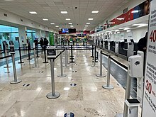 Check-in counters at the airport.