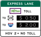 United States: toll:lanes=yes|no|no toll:hov=no hov:lanes=designated|| hov:minimum=2 payment:*=yes payment:others=no charge=variable?